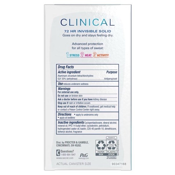 SECRET Clinical Strength Invisible Solid Deodorant Free & Sensitive, NEW - Picture 8 of 8